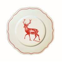 10" Yuletide Scalloped Plate with Stag