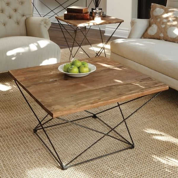 Reclaimed Pine Geometric Industrial Coffee Table