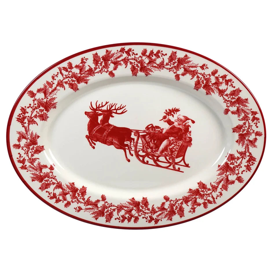 17" Yuletide Santa "Enamel" Melamine Oval Platter