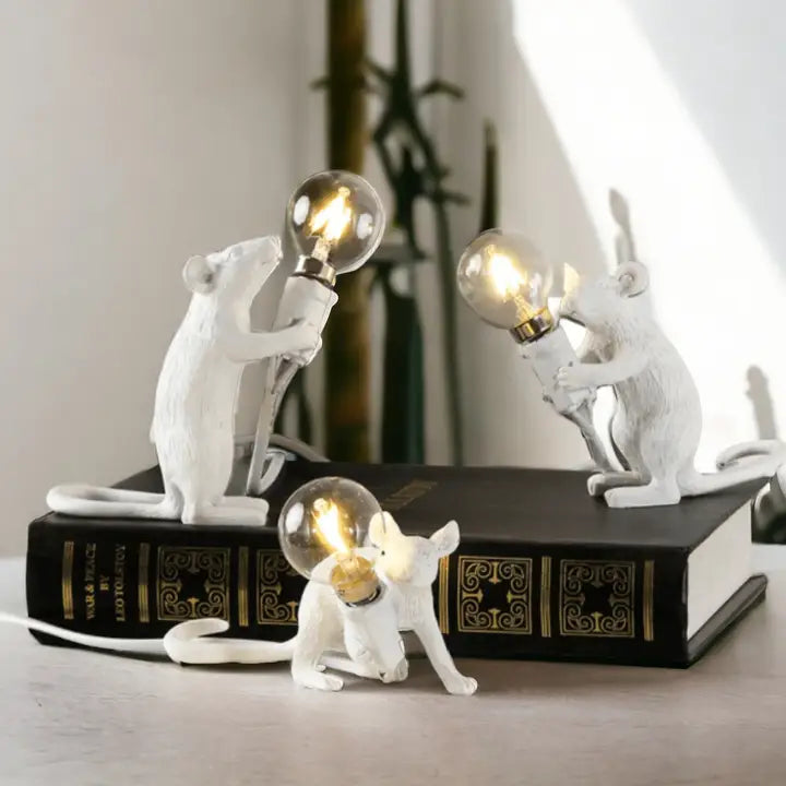 White Resin Mouse Lamp