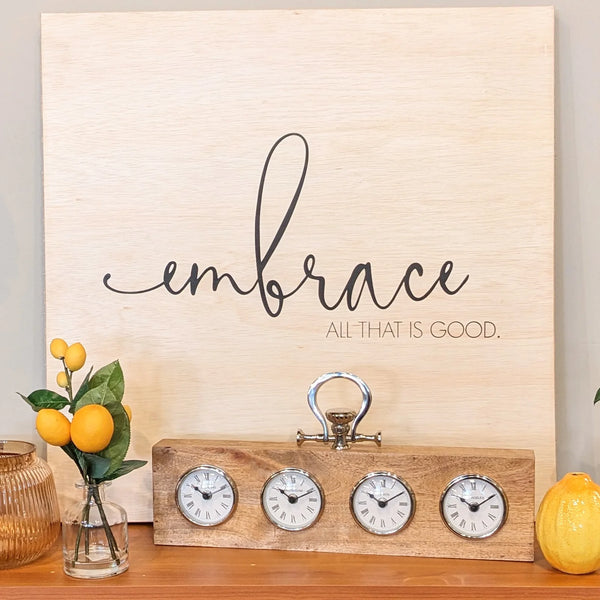 Wood & Nickel Clock World Desk Clock