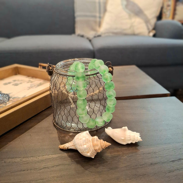Glass Jar with Metal Wire and Rope Handle
