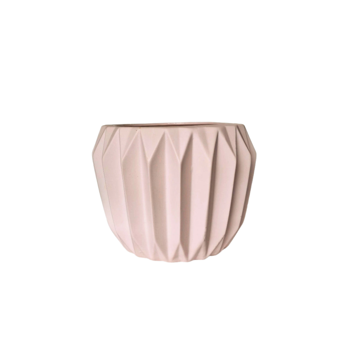 Pale Pink Matte Fluted Pot