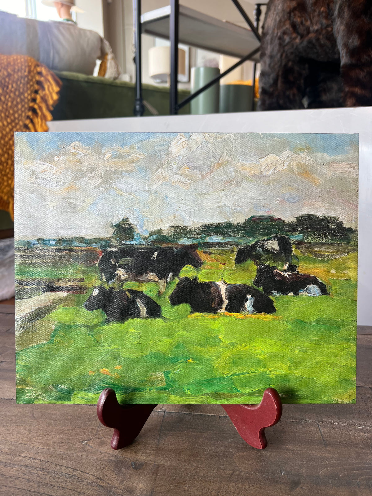 Cows in Pasture - Hand Painted Artist Board