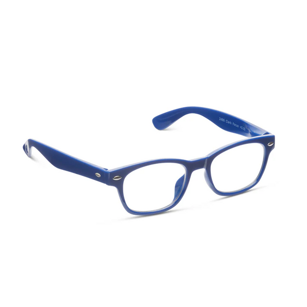 Blue eyeglasses on a white background