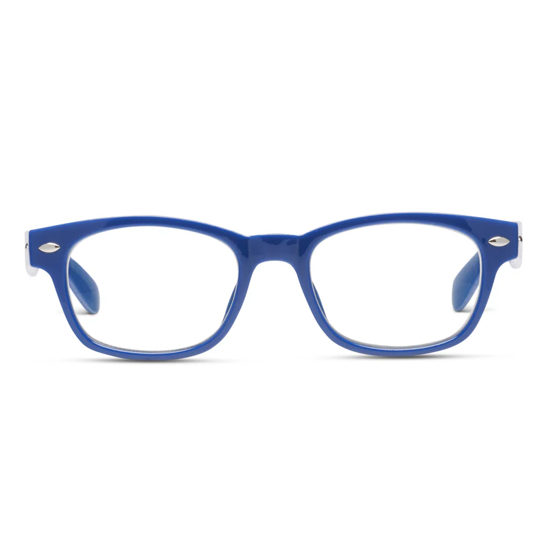 Blue eyeglasses on a white background
