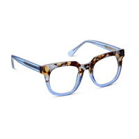 Eyeglasses with tortoiseshell and blue frame on a white background