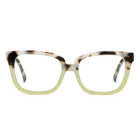 Tortoiseshell and chai eyeglasses on a white background