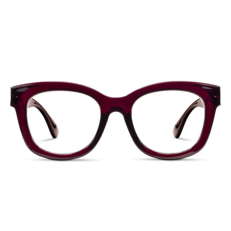 Red eyeglasses on a white background