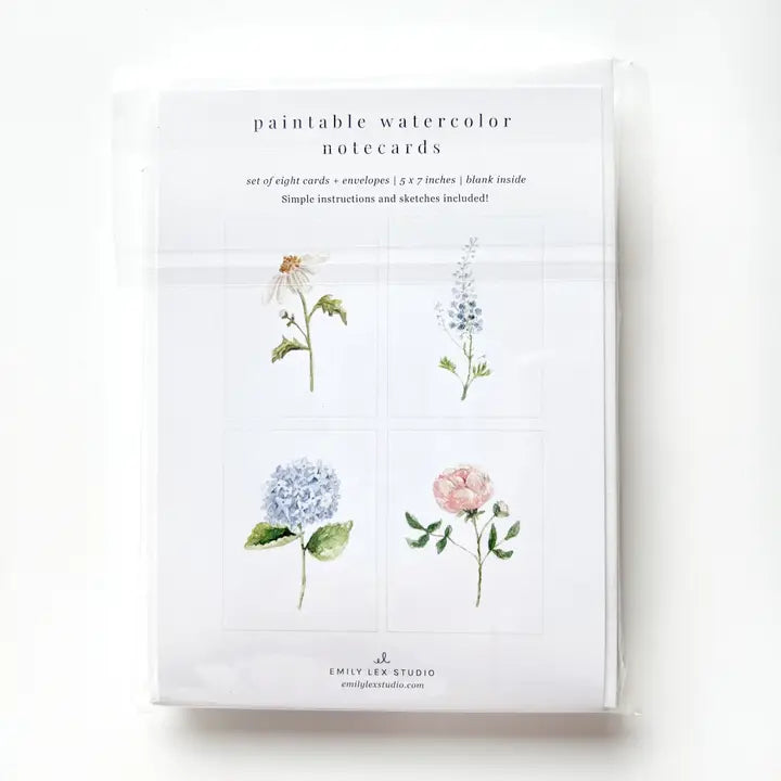 Paintable Watercolor Notecards - Garden Flowers