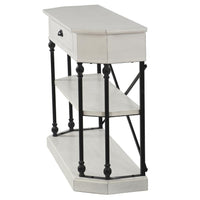 White 3-Tier Single Drawer Clipped Corner Console Table