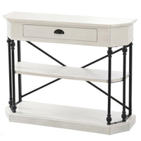 White 3-Tier Single Drawer Clipped Corner Console Table