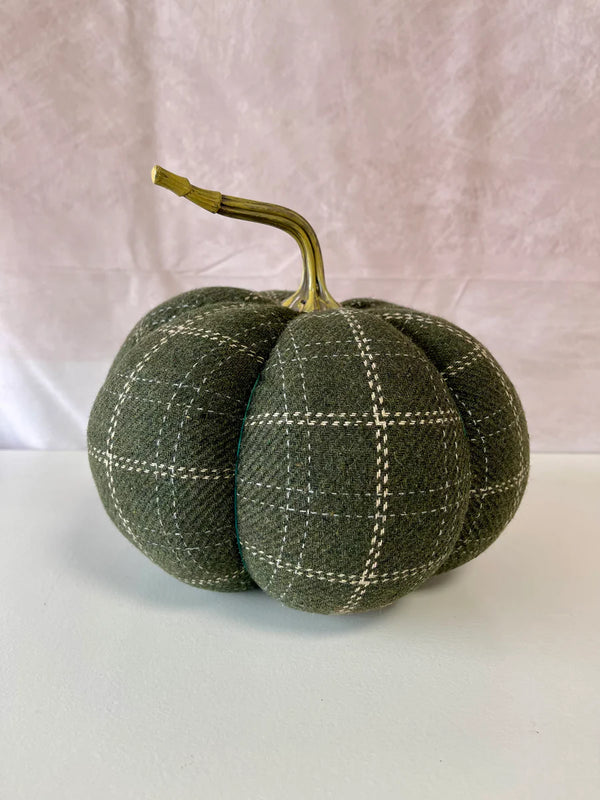 Green & Tan Plaid Pumpkin - Small