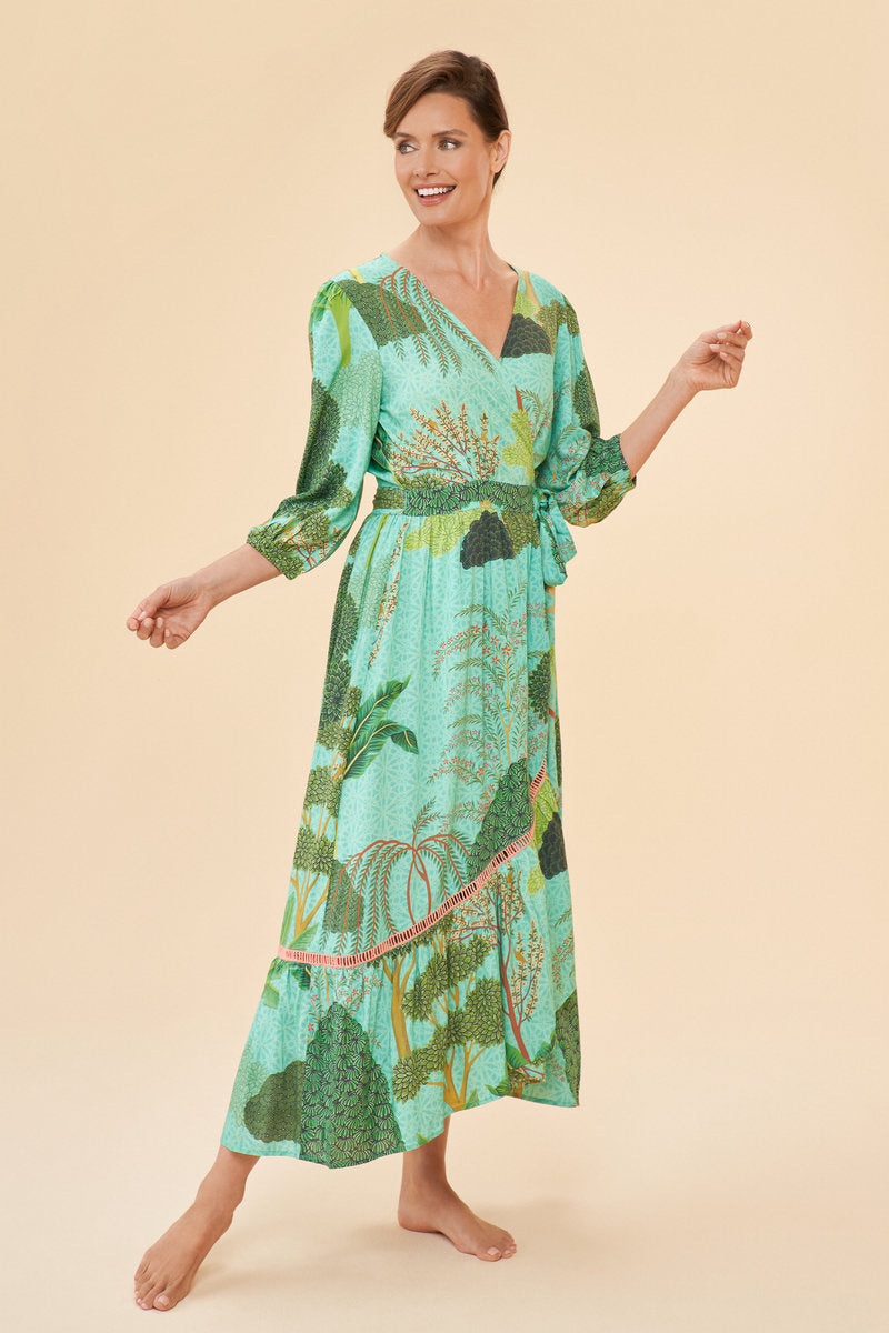 Powder Design Secret Paradise Wrap Dress- Aqua