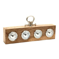 Wood & Nickel Clock World Desk Clock
