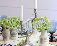 Pewter Two Arm Song Bird Candlestick