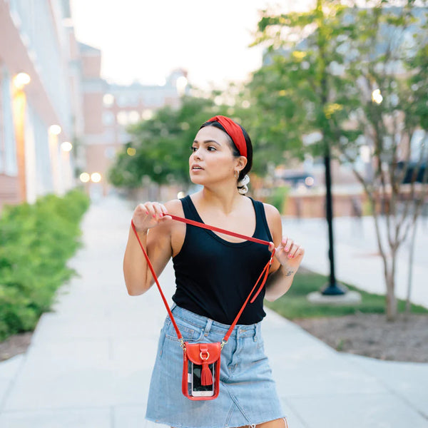 Red Cellphone Crossbody Purse with Tassel