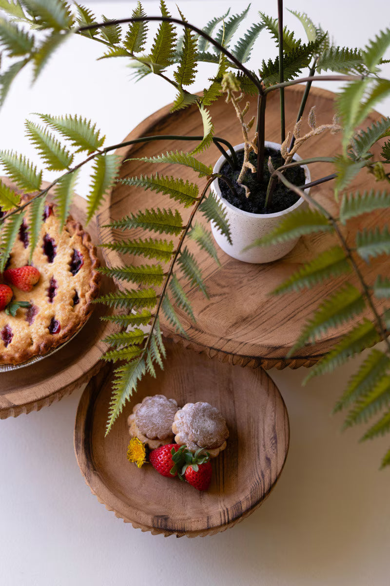 Set of 3 Wood Serving Stands