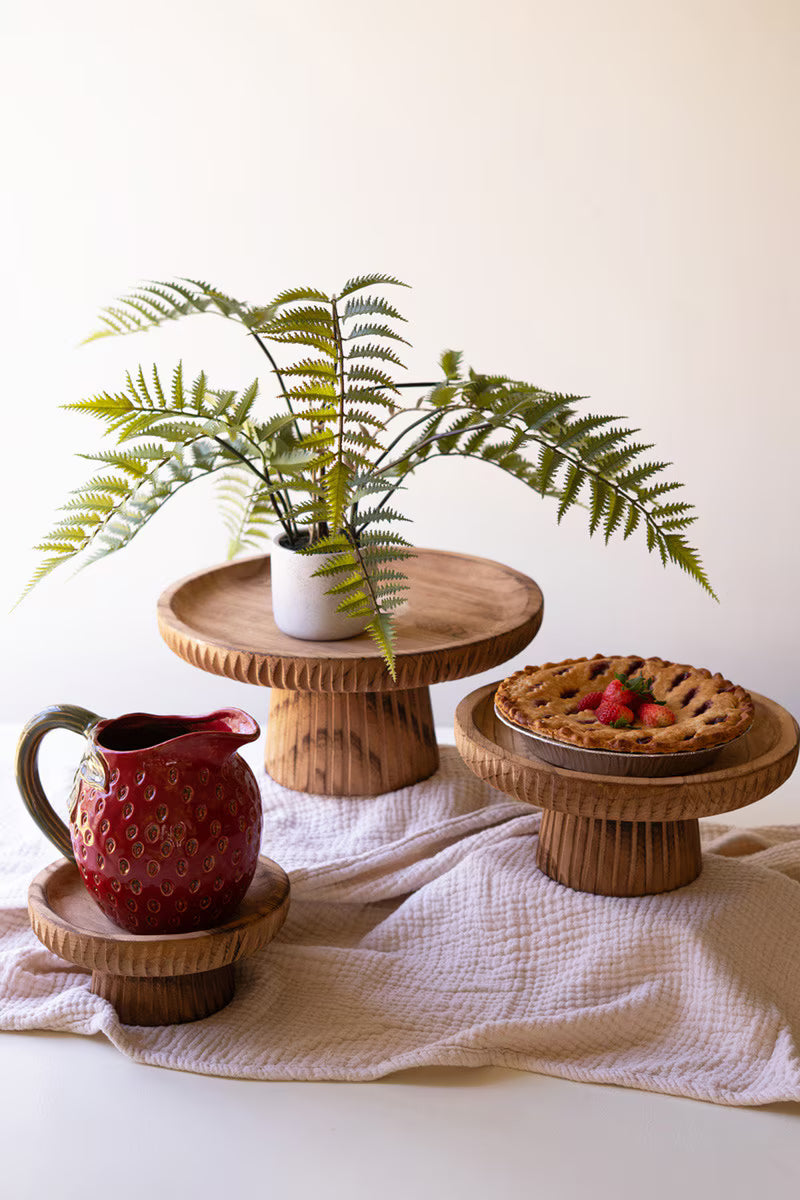 Set of 3 Wood Serving Stands