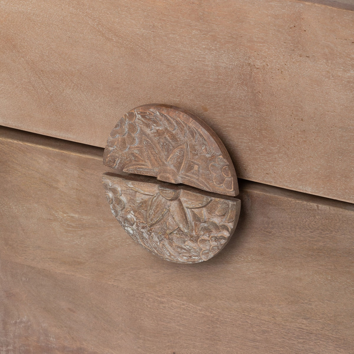 Hand Carved Rosette Mango Wood Side Table