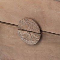 Hand Carved Rosette Mango Wood Side Table