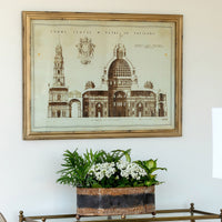 Architectural Drawing of Vatican w/ Antiqued Gold Wood Frame