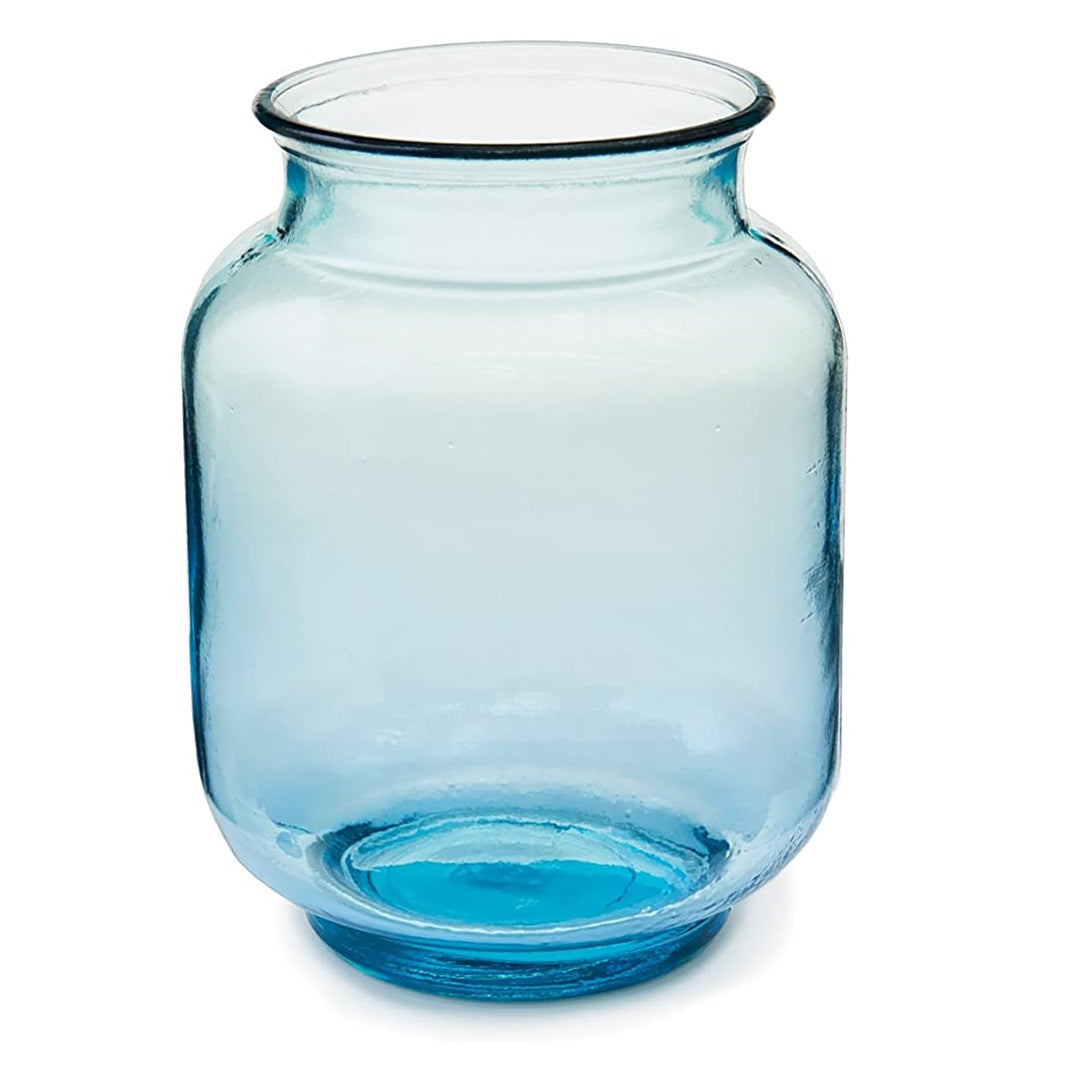 Recycled Glass Blue Canister Vase