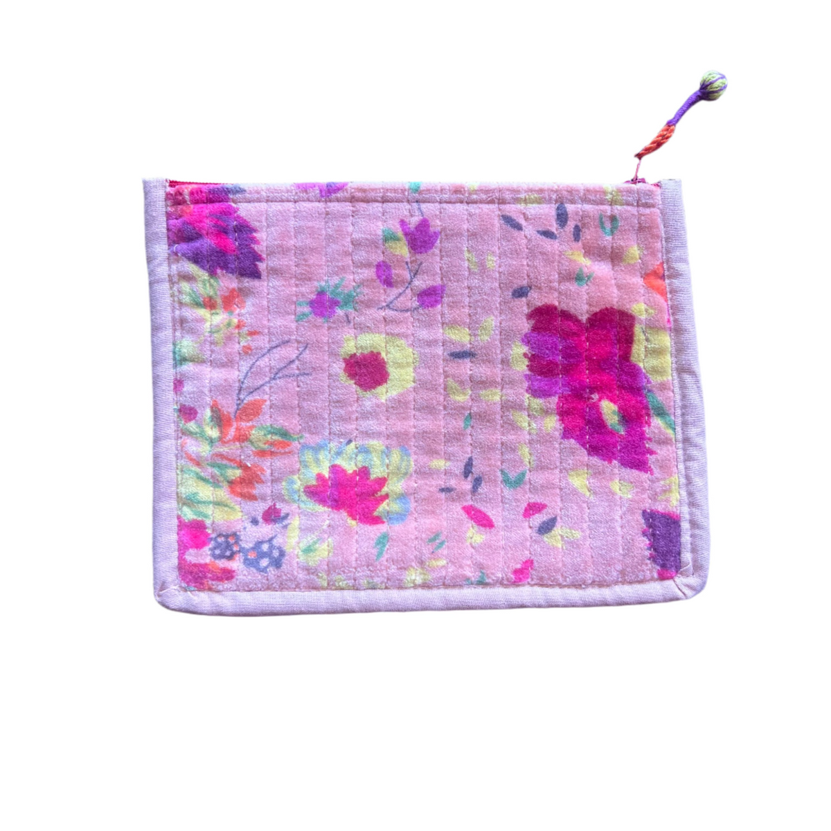 Quilted Cotton Velvet Zip Pouch