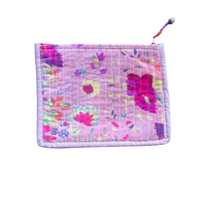 Quilted Cotton Velvet Zip Pouch