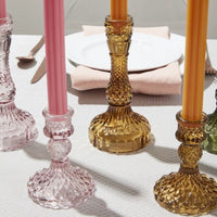 Vintage Inspired Amber Candlestick