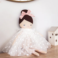 Mia White Flocked Heart Tulle | Alimrose