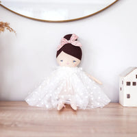 Mia White Flocked Heart Tulle | Alimrose