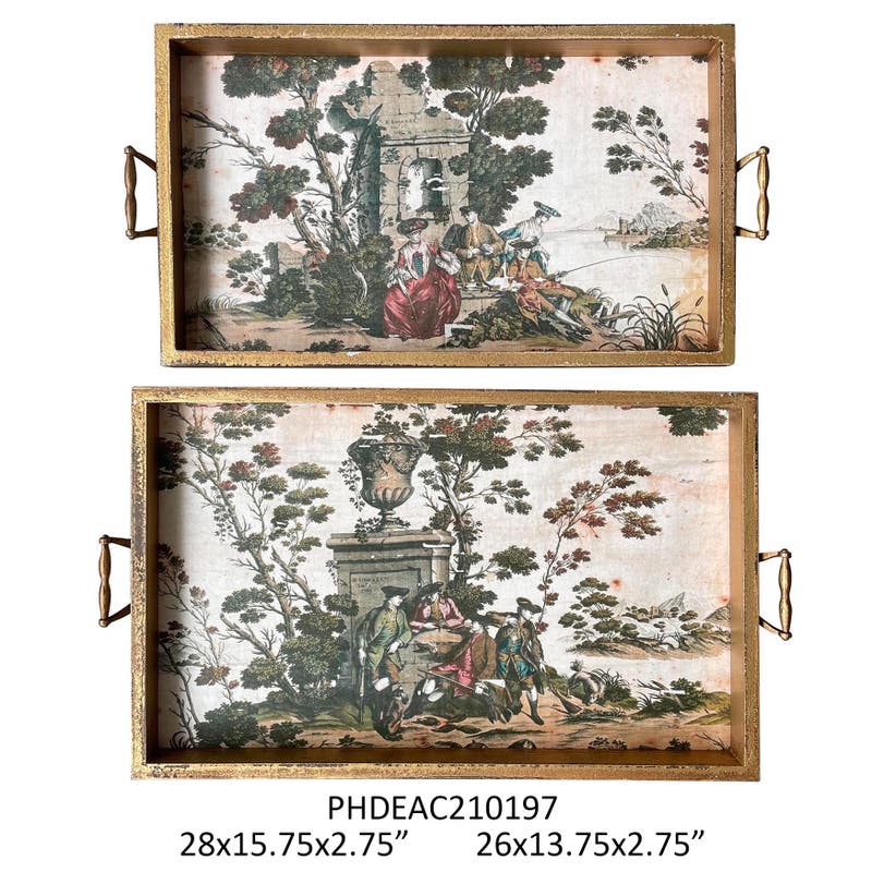 French Life Chinois Print Trays - S/2