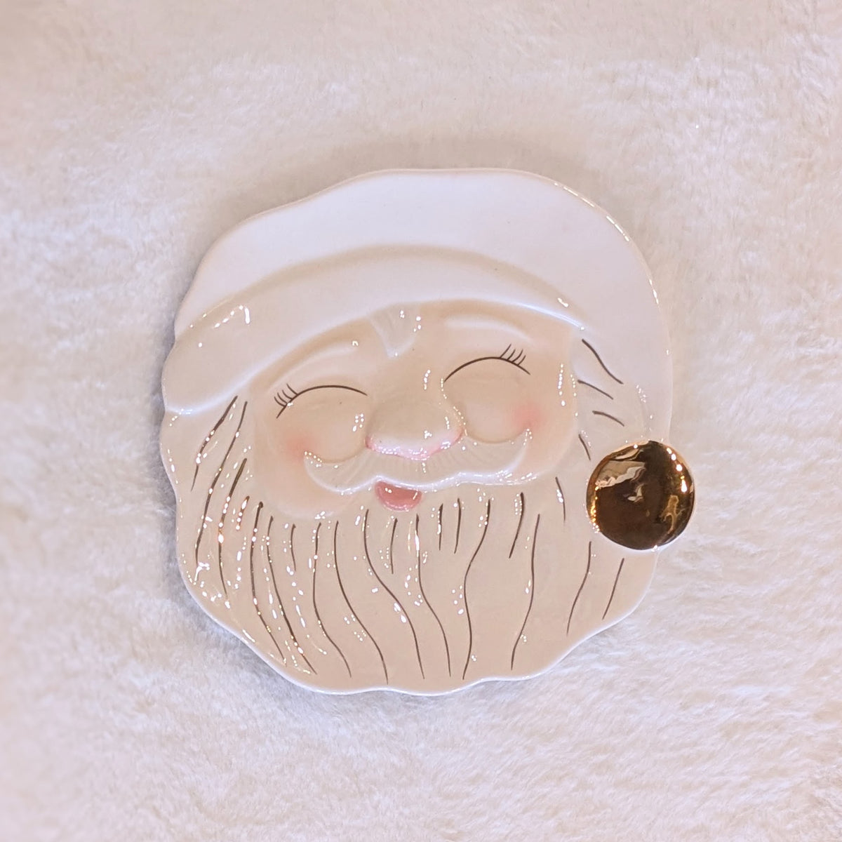 Ceramic Papa Noel Santa Face Christmas Cookie Plate