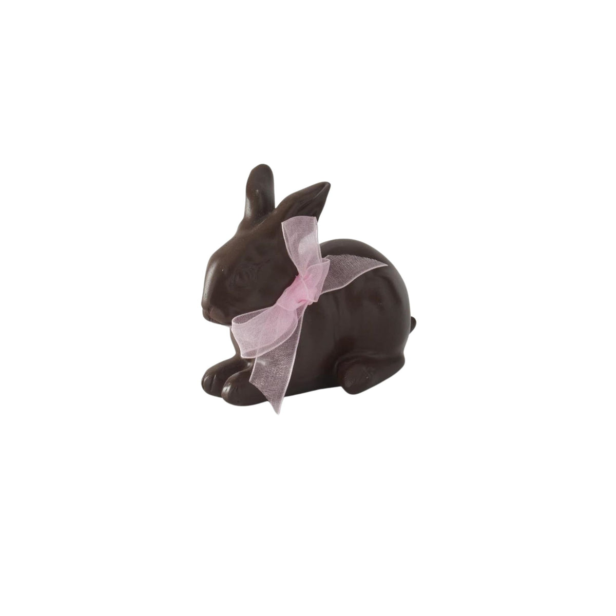 Polyresin Chocolate Easter Bunnies with Pink Bow