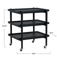 Rubberwood 3-Tier Bar Cart on Casters with Removable Tray/Shelf