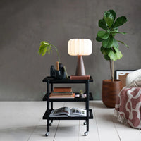 Rubberwood 3-Tier Bar Cart on Casters with Removable Tray/Shelf