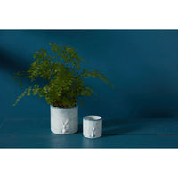 Small Blue Pot with White Bunny