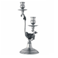 Pewter Two Arm Song Bird Candlestick