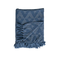 Recycled Cotton Blend Woven Throw with Fringe