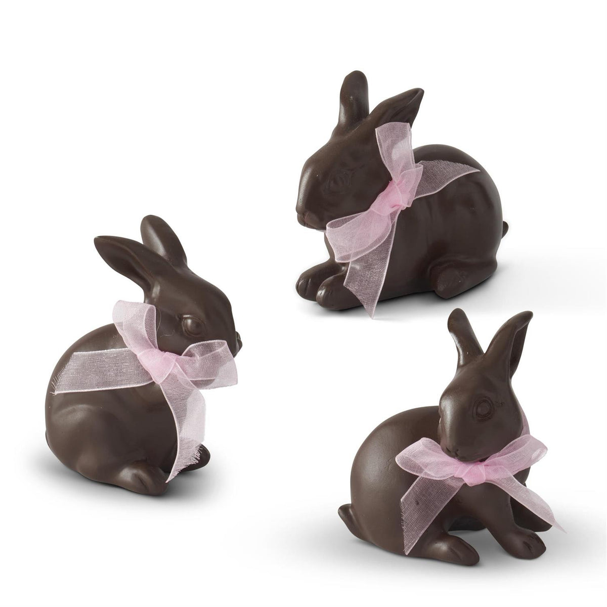 Polyresin Chocolate Easter Bunnies w/ Pink Bunnies