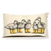 Eric & Christopher Ducks w/ Yellow Boots Lumbar Throw Pillow