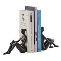 Brown Cast Iron Abstract Sitting Female Sculpture Pair Bookend (Set of 2) | Danya B.
