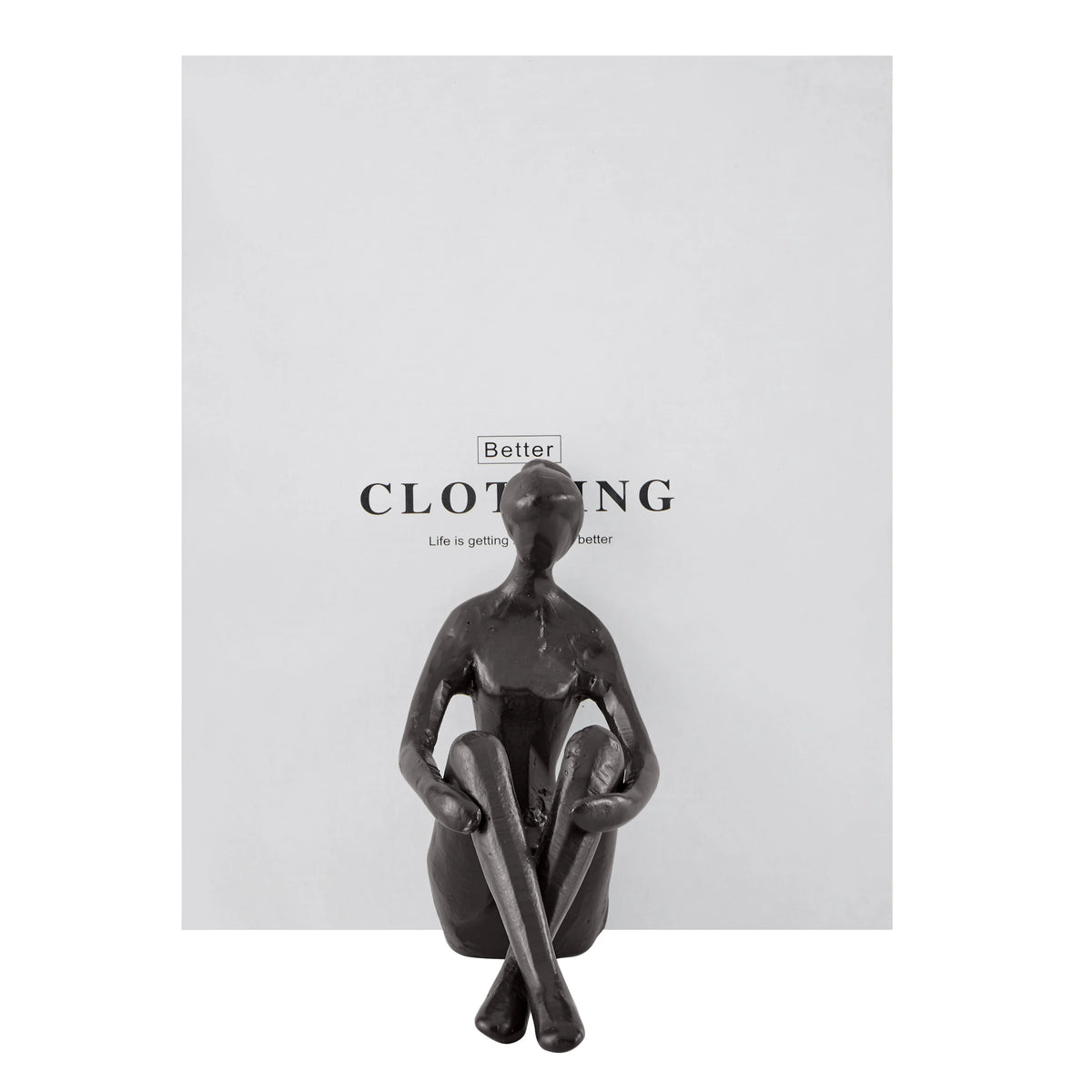 Brown Cast Iron Abstract Sitting Female Sculpture Pair Bookend (Set of 2) | Danya B.