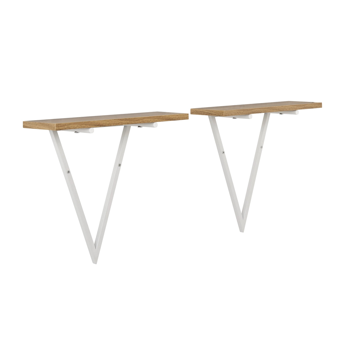 Contemporary Decorative Triangle Accent Metal Frame Wall Shelf - White | Danya B.