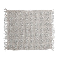 Woven Cotton Blend Cable Knit Throw Blanket w/ Fringe