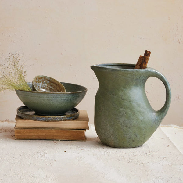 Reactive Glaze Stoneware Pitcher - 2.5 Quarts