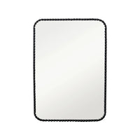 Black Metal Wall Mirror w/ Beaded Frame- Obsidian