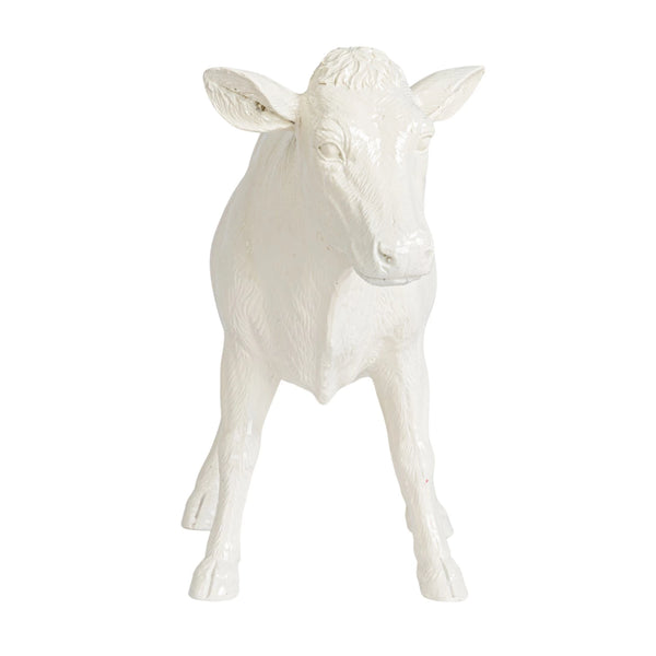 Antique White Resin Cow Taper Candle Holder