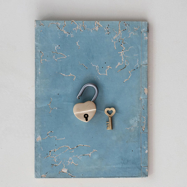 Brass & Metal Heart Shaped Lock w/ Heart Shaped Keys